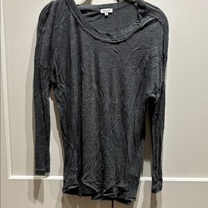 Splendid Charcoal Long Sleeve Top w Dolman Sleeves and Glitter Effect